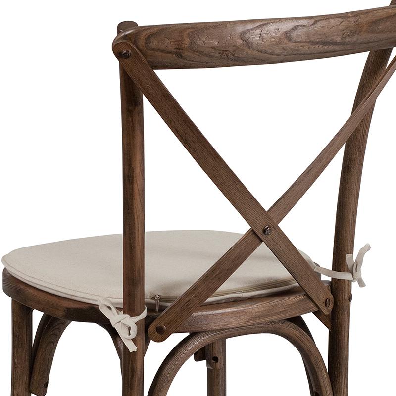 Stackable Early American Wood Cross Back Chair with Cushion. Picture 11
