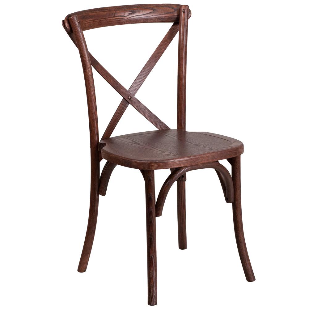 Stackable Mahogany Wood Cross Back Chair. Picture 1