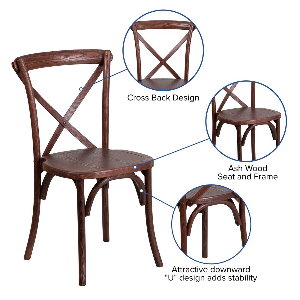 Stackable Mahogany Wood Cross Back Chair. Picture 5