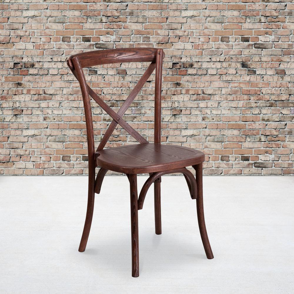Stackable Mahogany Wood Cross Back Chair. Picture 8