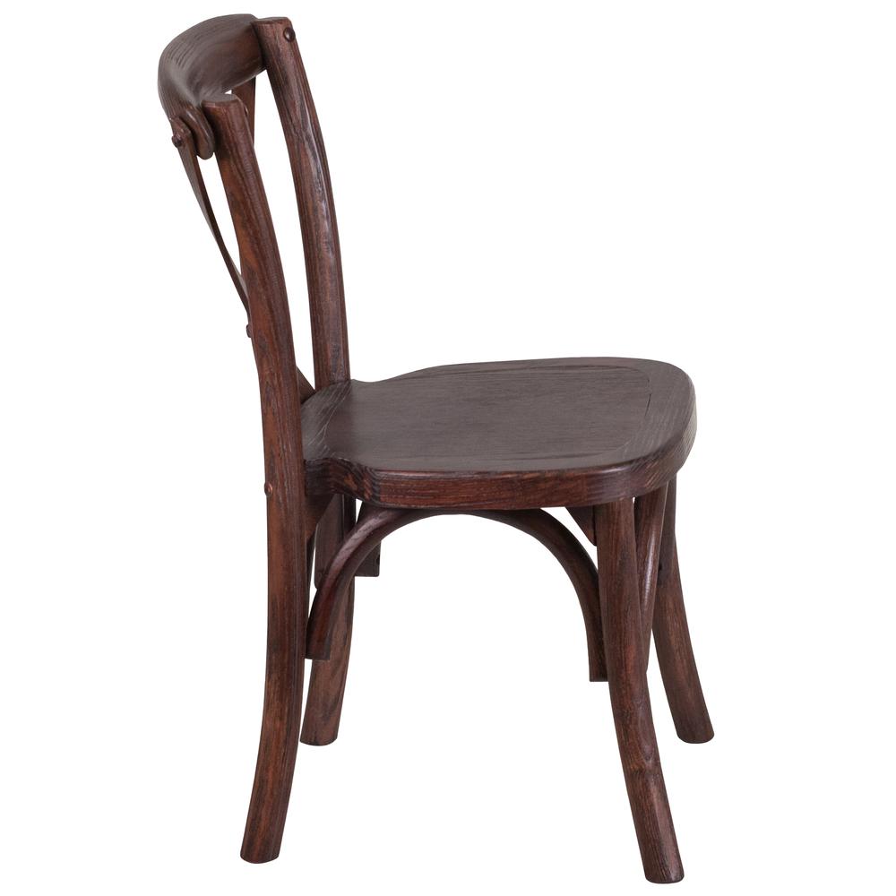 Stackable Kids Mahogany Wood Cross Back Chair. Picture 2