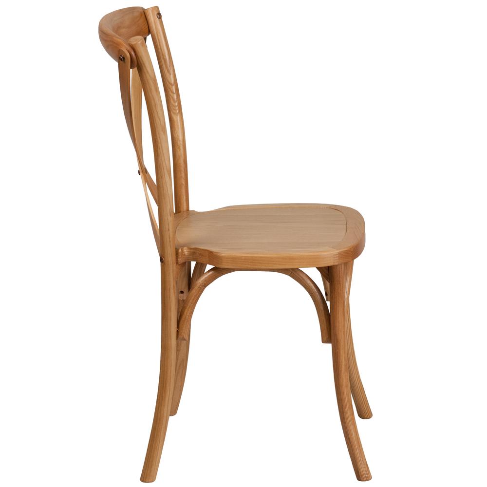 Stackable Oak Wood Cross Back Chair. Picture 2