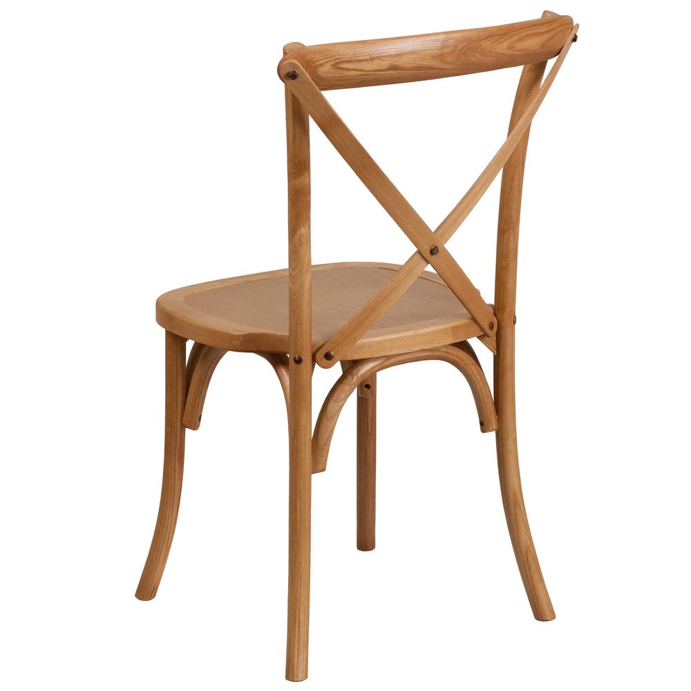 Stackable Oak Wood Cross Back Chair. Picture 3
