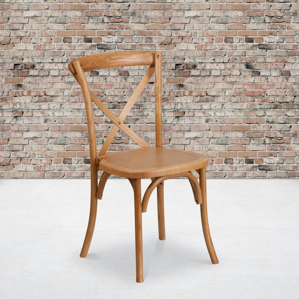 Stackable Oak Wood Cross Back Chair. Picture 7