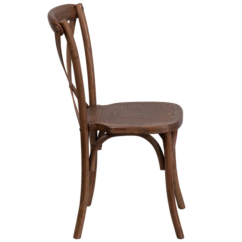 Stackable Pecan Wood Cross Back Chair. Picture 3