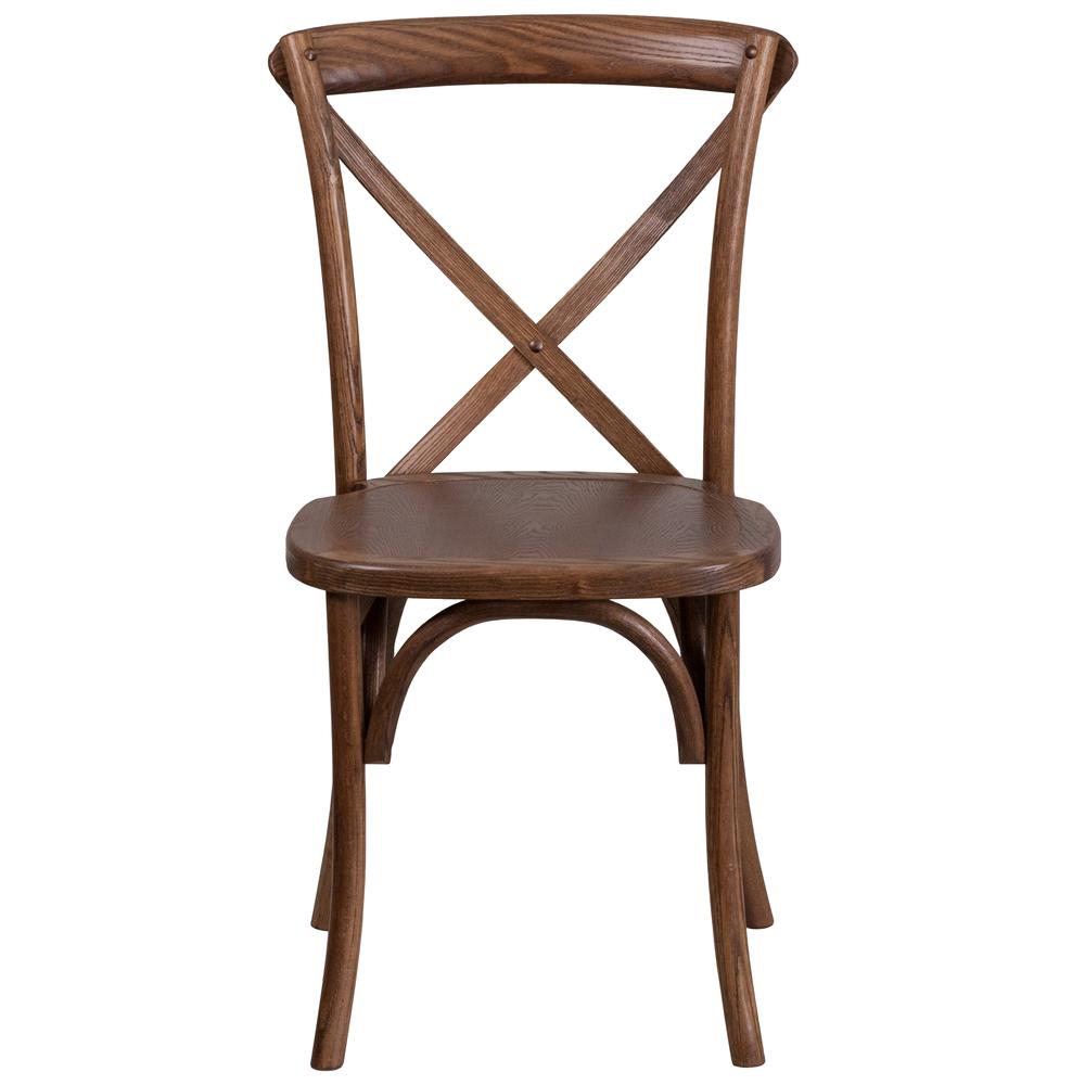 Stackable Pecan Wood Cross Back Chair. Picture 5