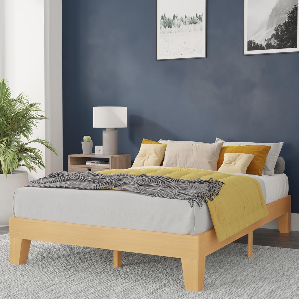 Evelyn Natural Pine Finish Solid Wood Full Platform Bed with Wooden Support Slats, No Box Spring Required. Picture 2