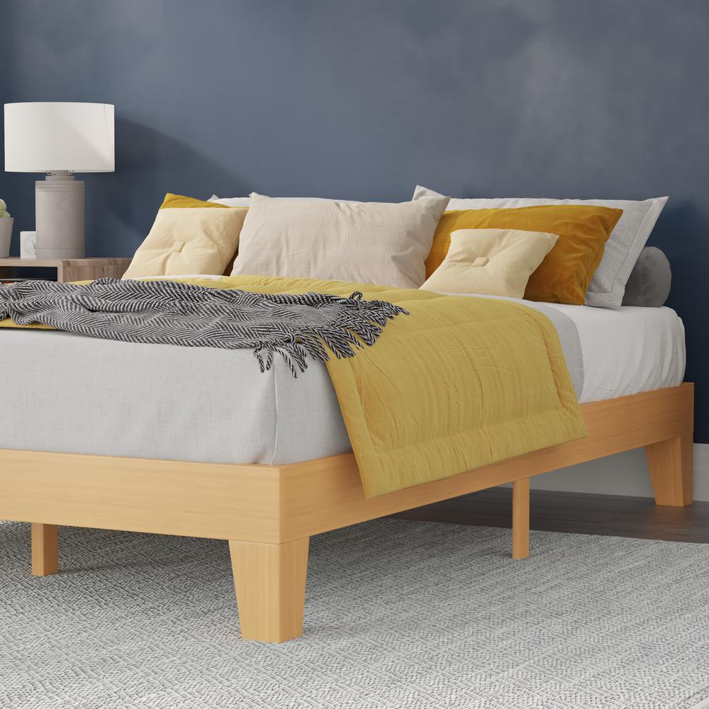 Evelyn Natural Pine Finish Solid Wood Full Platform Bed with Wooden Support Slats, No Box Spring Required. Picture 6