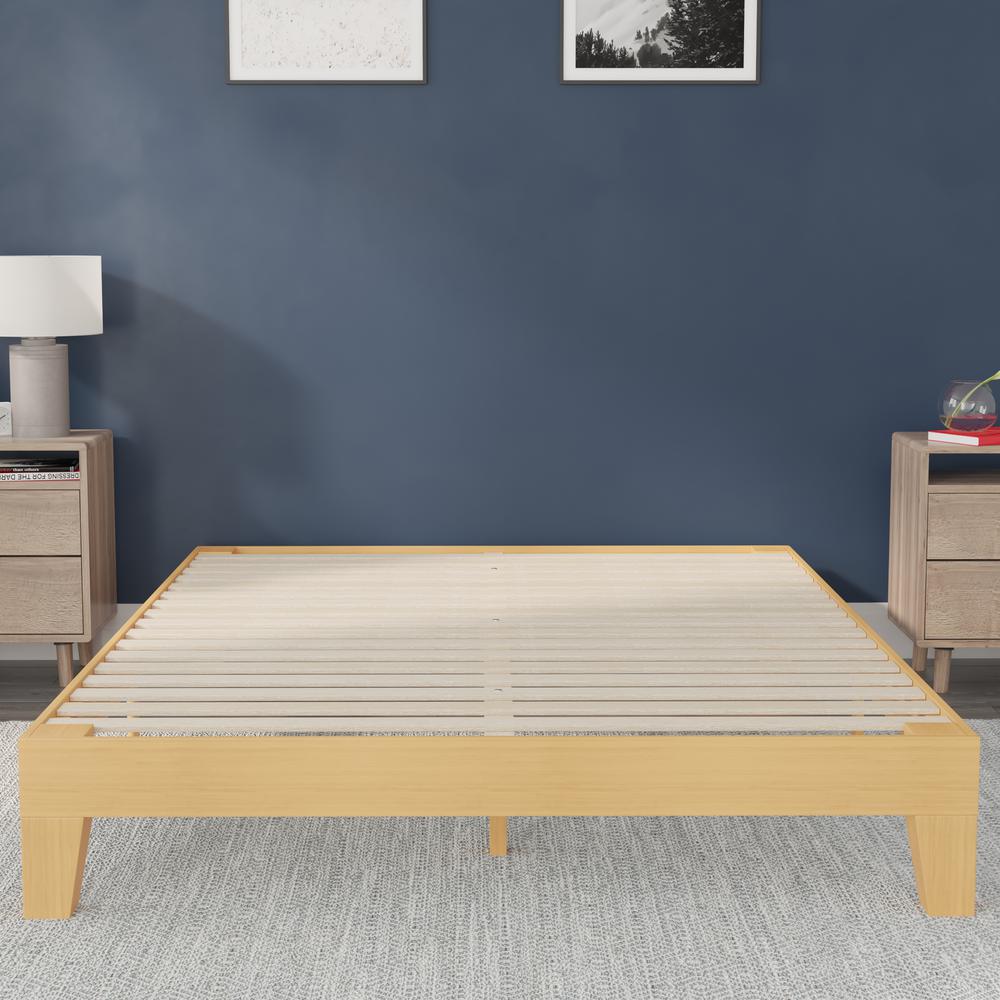 Evelyn Natural Pine Finish Solid Wood Full Platform Bed with Wooden Support Slats, No Box Spring Required. Picture 7
