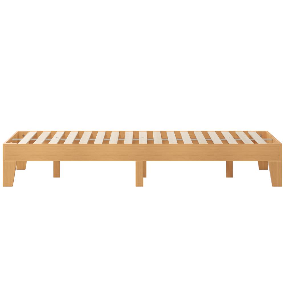 Natural Pine Finish Wood King Platform Bed with Wooden Support Slats. Picture 9
