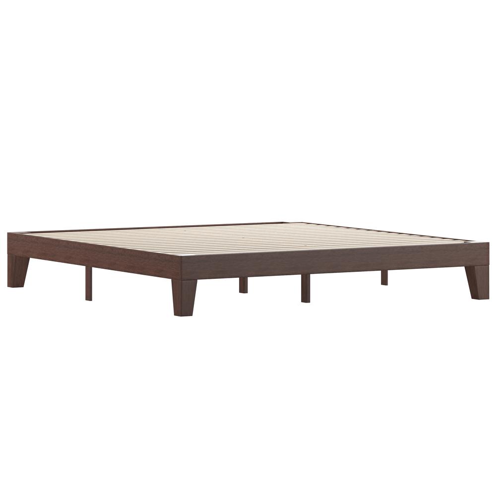 Wood King Platform Bed with Wooden Support Slats, No Box Spring Required. Picture 1