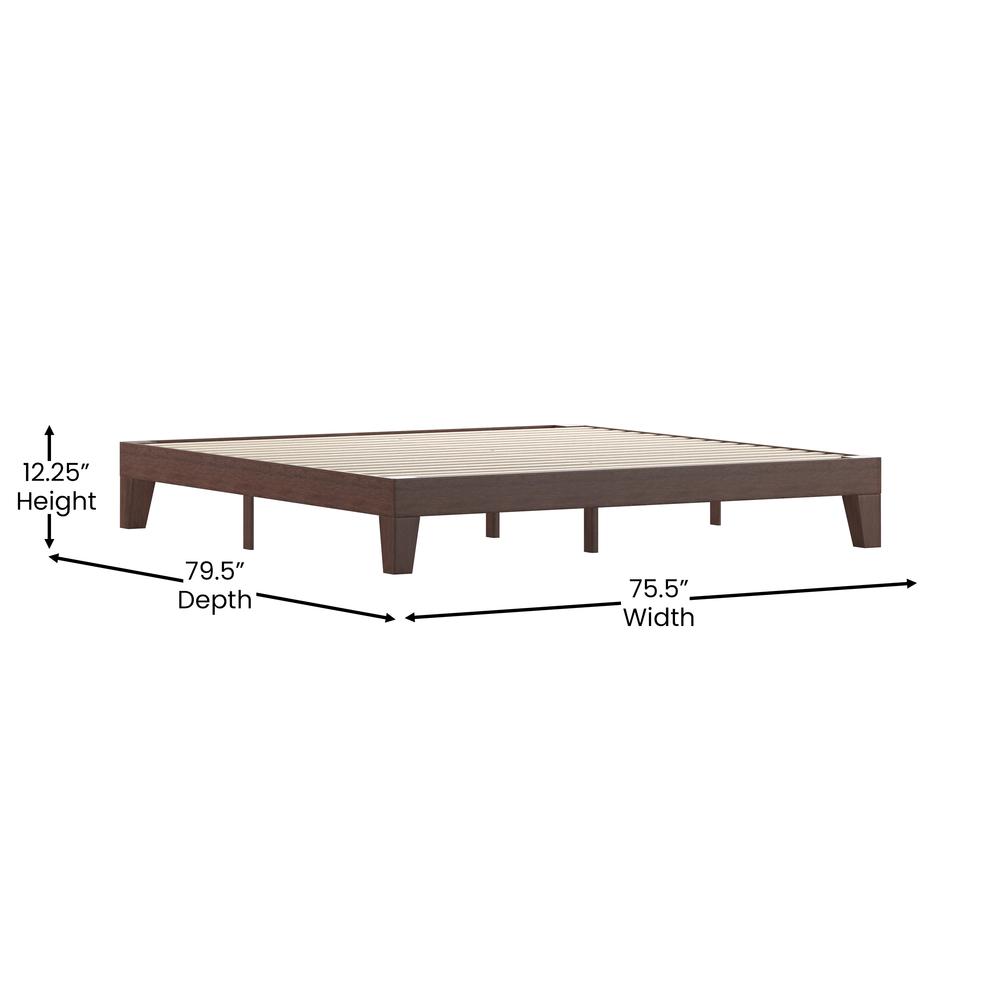 Wood King Platform Bed with Wooden Support Slats, No Box Spring Required. Picture 5