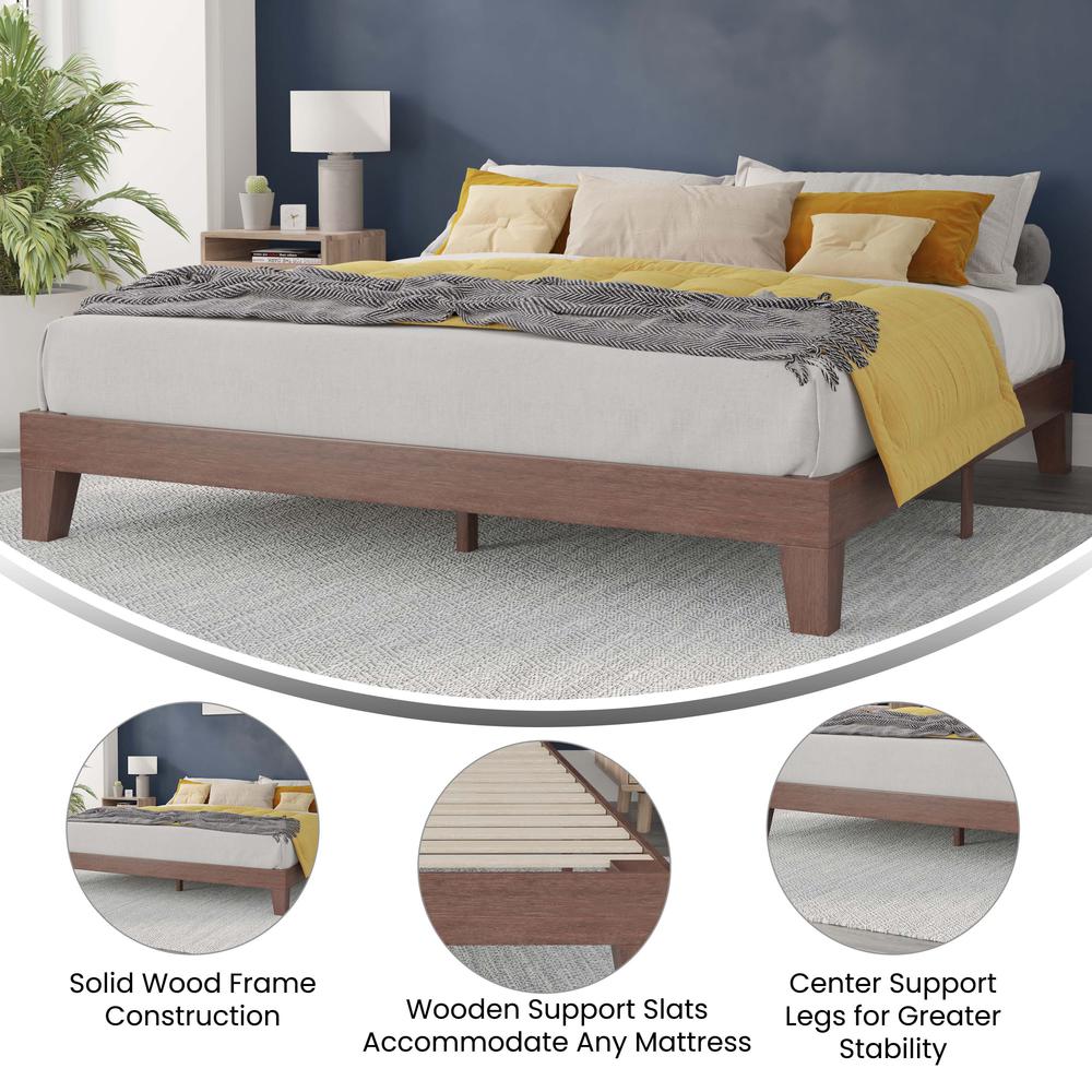 Wood King Platform Bed with Wooden Support Slats, No Box Spring Required. Picture 4
