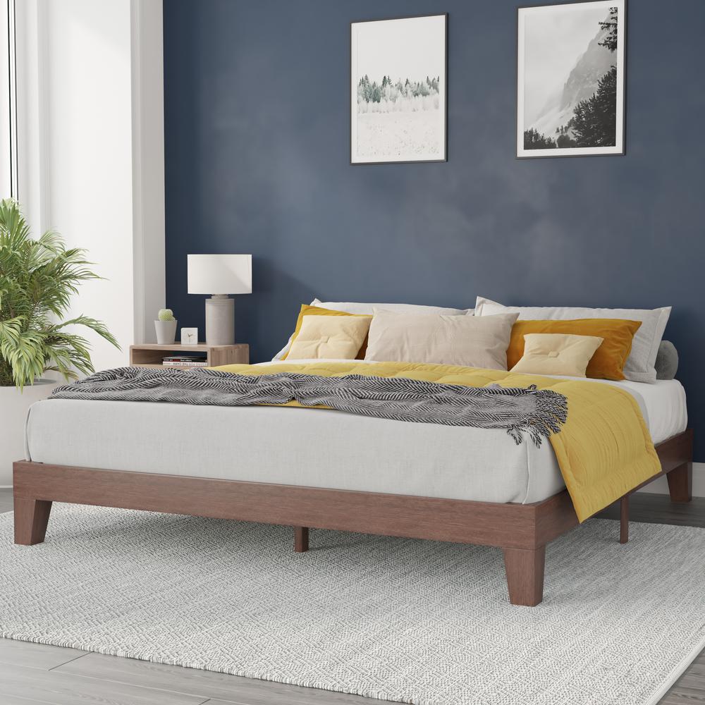 Wood King Platform Bed with Wooden Support Slats, No Box Spring Required. Picture 2