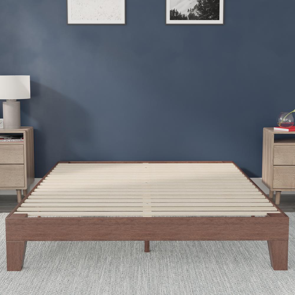 Wood Queen Platform Bed with Wooden Support Slats, No Box Spring Required. Picture 7