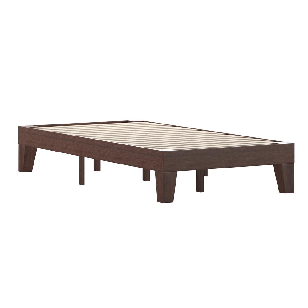 Wood Twin Platform Bed with Wooden Support Slats, No Box Spring Required. Picture 1