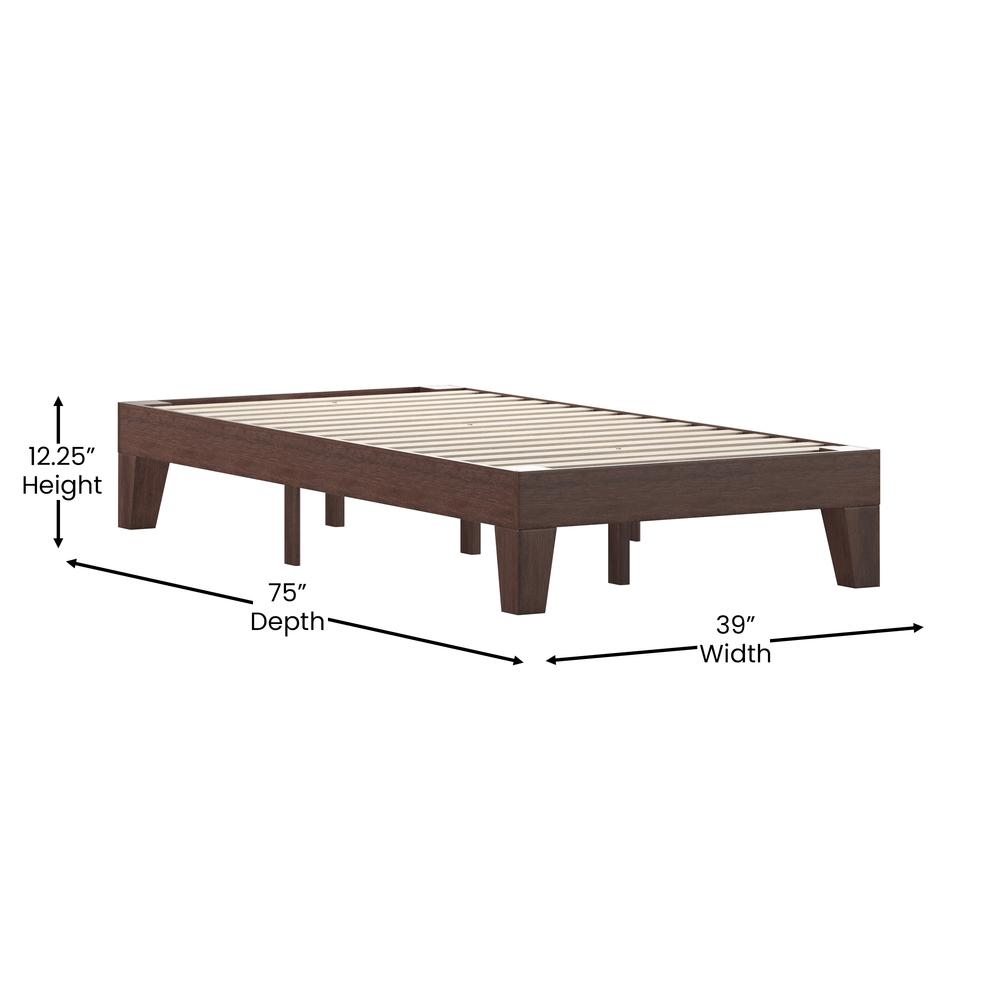 Wood Twin Platform Bed with Wooden Support Slats, No Box Spring Required. Picture 5