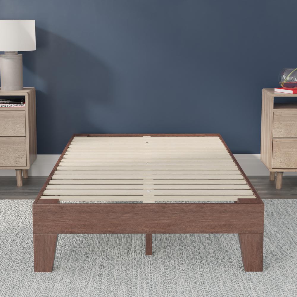 Wood Twin Platform Bed with Wooden Support Slats, No Box Spring Required. Picture 7