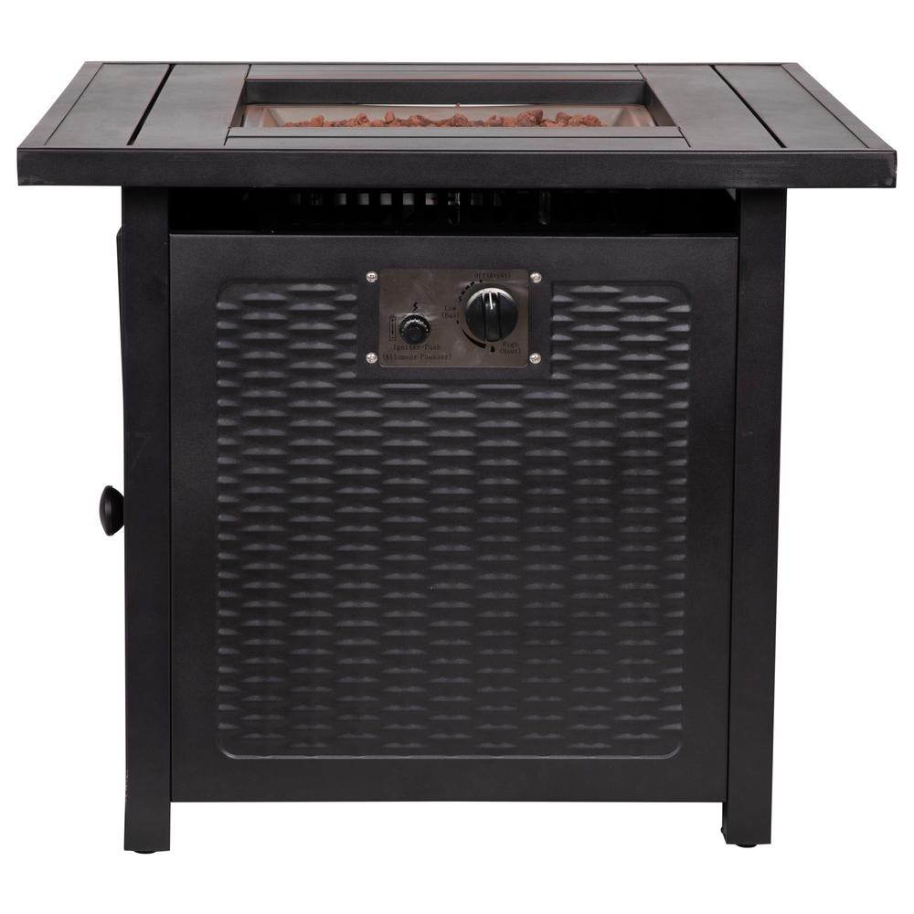 28" Propane Gas Fire Pit Table with Stainless Steel Tabletop - Black. Picture 9