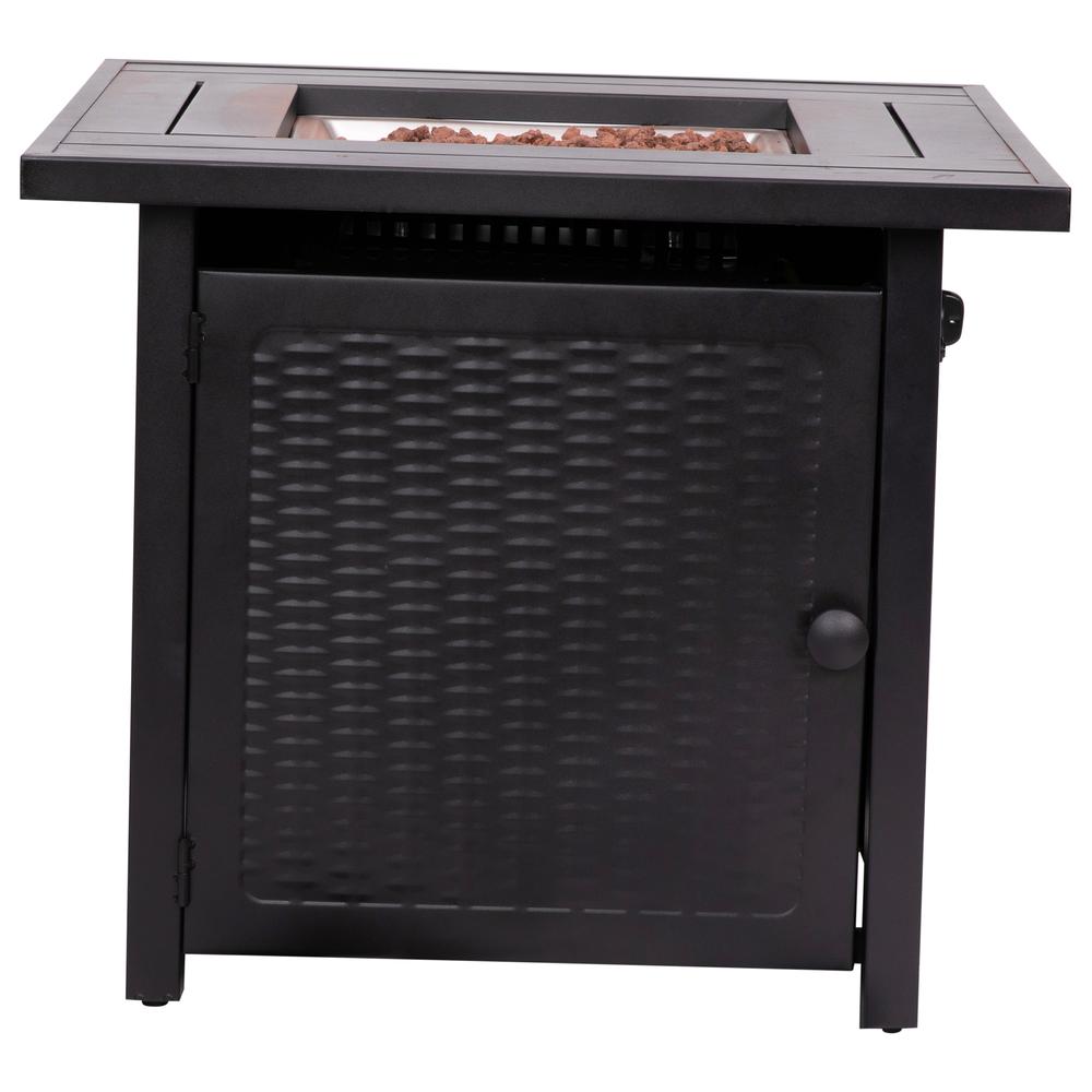 28" Propane Gas Fire Pit Table with Stainless Steel Tabletop - Black. Picture 10