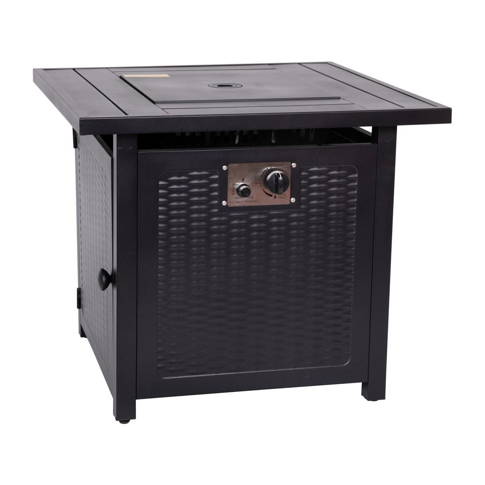 28" Propane Gas Fire Pit Table with Stainless Steel Tabletop - Black. Picture 11