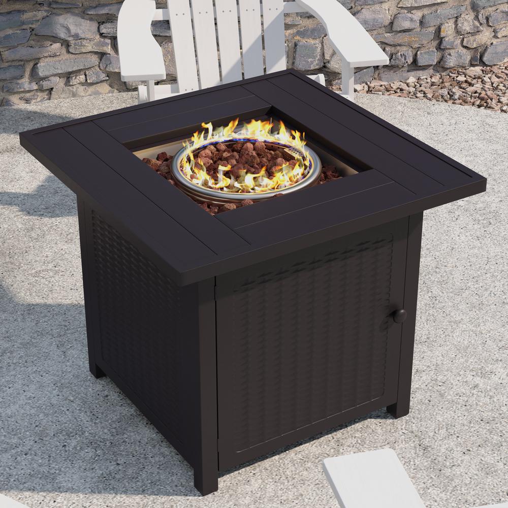 28" Propane Gas Fire Pit Table with Stainless Steel Tabletop - Black. Picture 7
