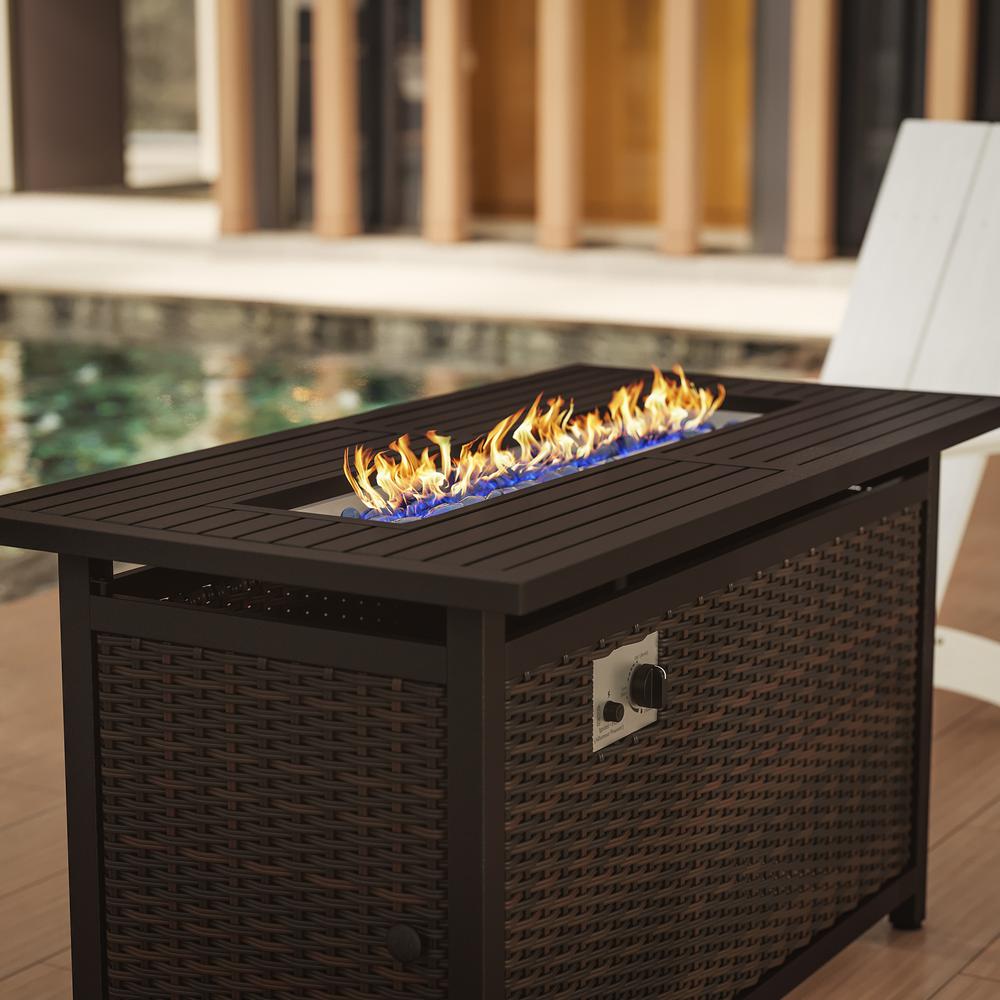 45"x 25" Propane Gas Fire Pit Table with Stainless Steel Tabletop-Espresso/Black. Picture 6
