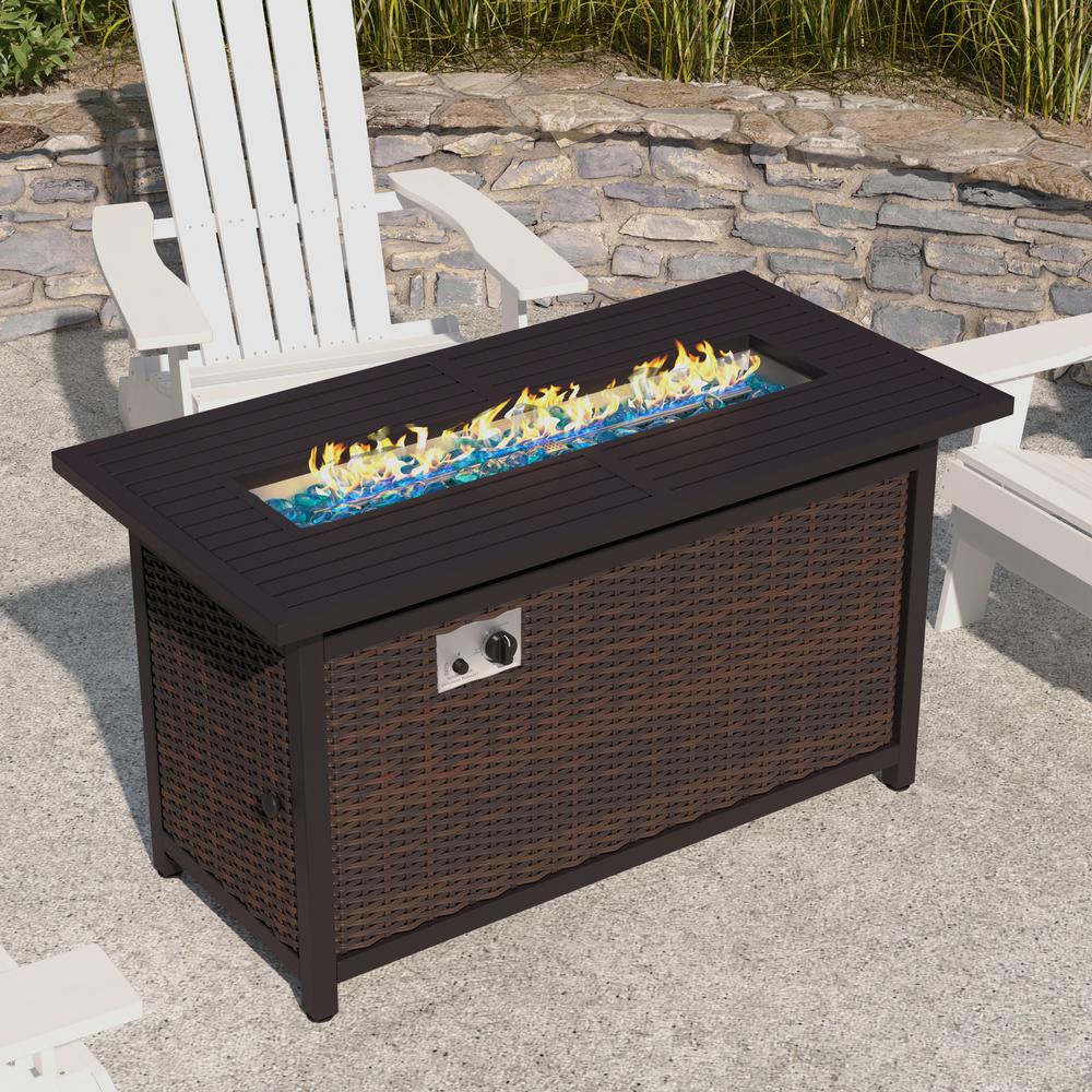 45"x 25" Propane Gas Fire Pit Table with Stainless Steel Tabletop-Espresso/Black. Picture 7