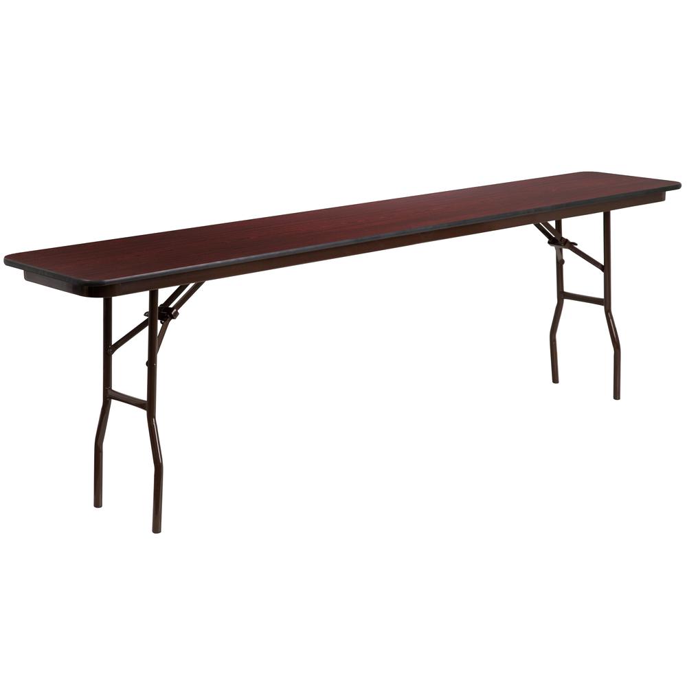 8-Foot High Pressure Mahogany Laminate Folding Training Table. Picture 1