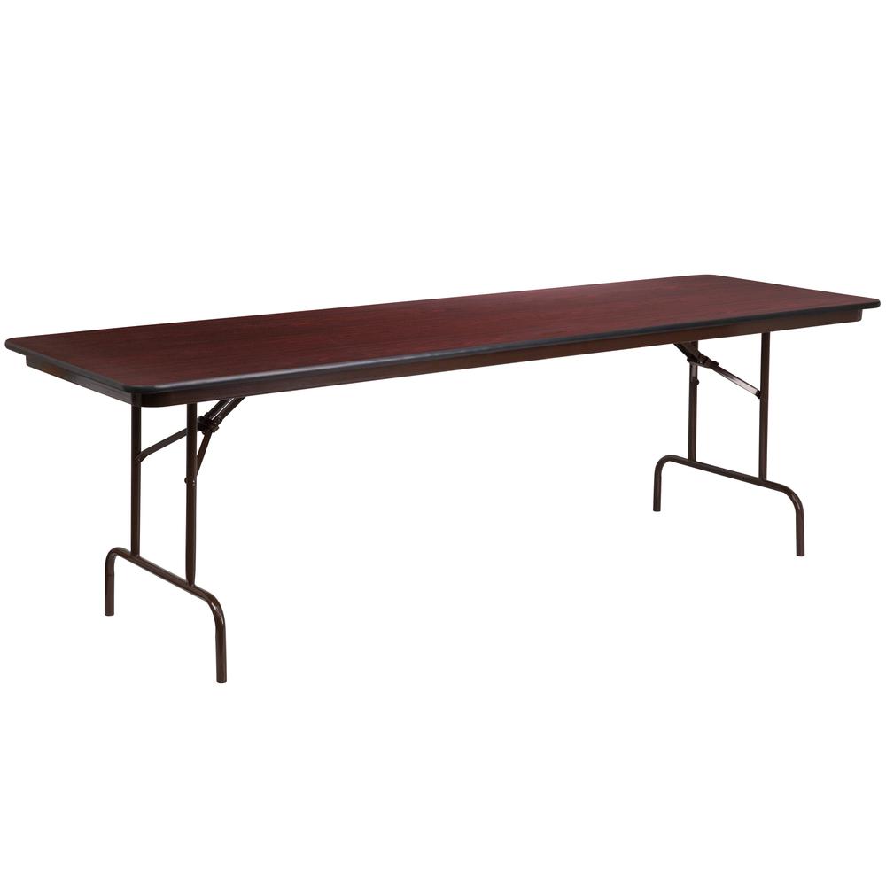 8 - Foot High Pressure Mahogany Laminate Folding Banquet Table. Picture 1