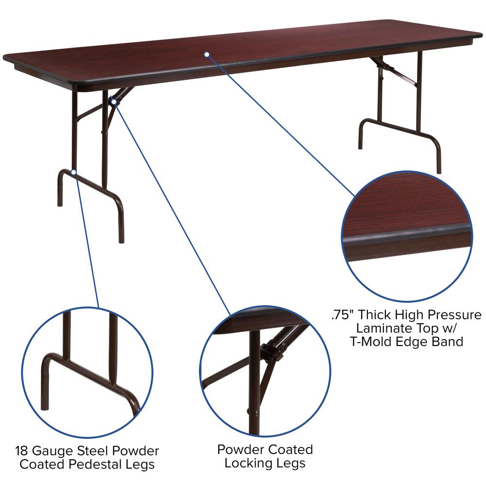 8 - Foot High Pressure Mahogany Laminate Folding Banquet Table. Picture 4