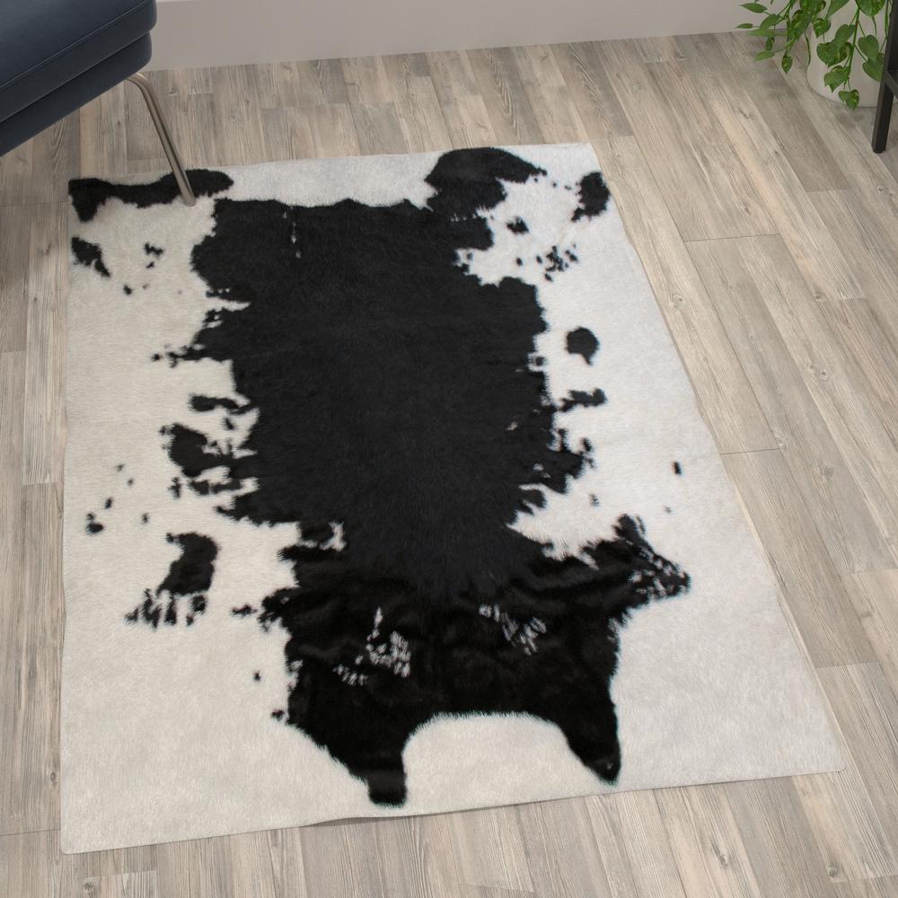 Modern 3' x 5' Faux Cowhide Print  Area Rug for Indoor Use. Picture 6