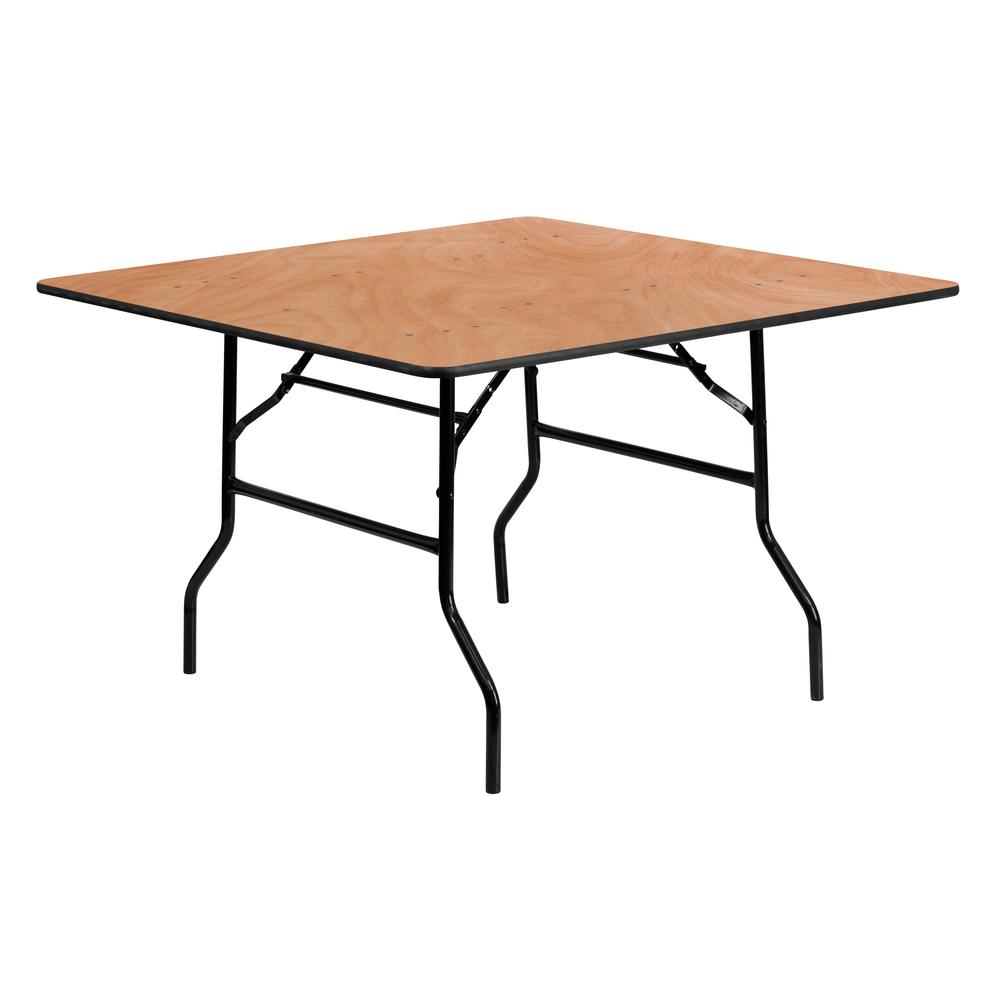4-Foot Square Wood Folding Banquet Table. Picture 1