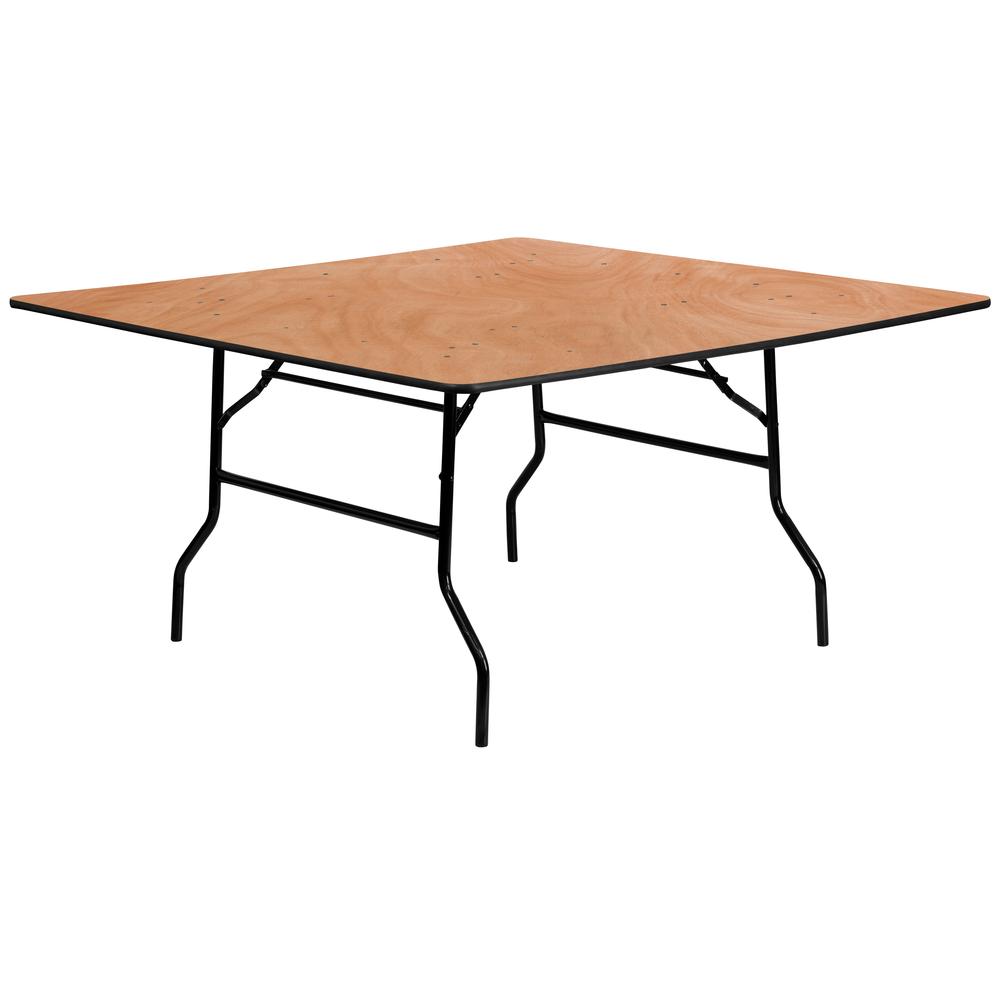 5-Foot Square Wood Folding Banquet Table. Picture 1