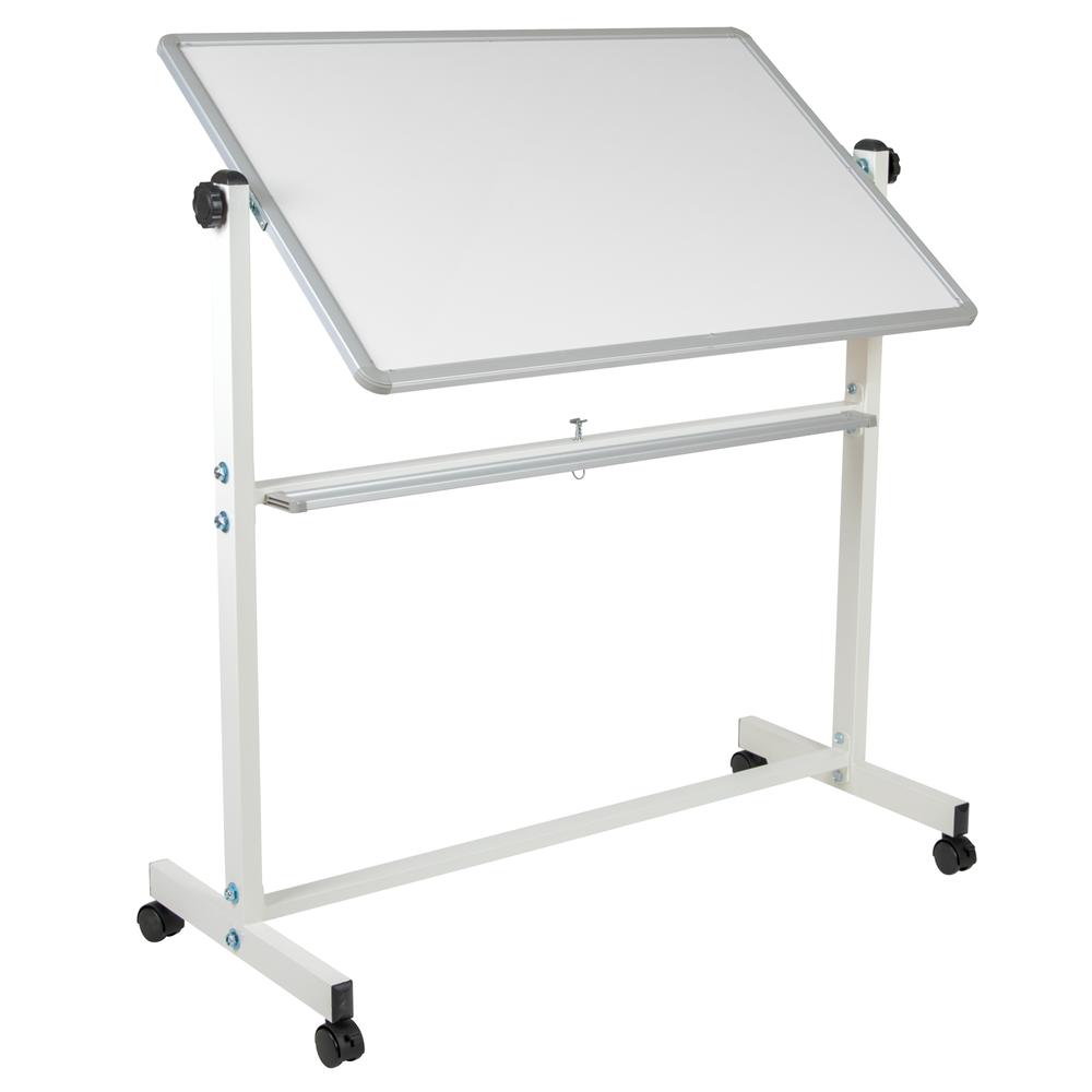 Double-Sided Mobile White Board with Pen Tray, 45.25"W x 54.75"H. Picture 3