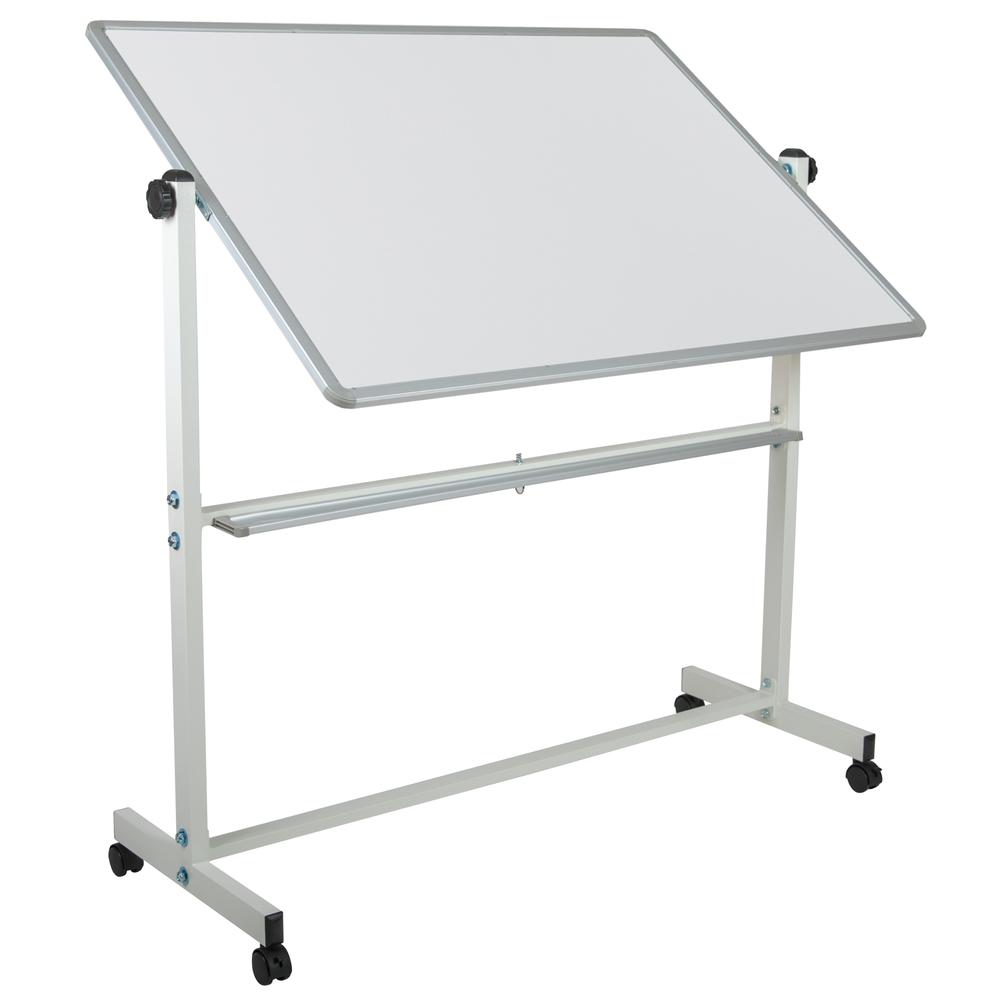 Double-Sided Mobile White Board with Pen Tray, 53"W x 62.5"H. Picture 3