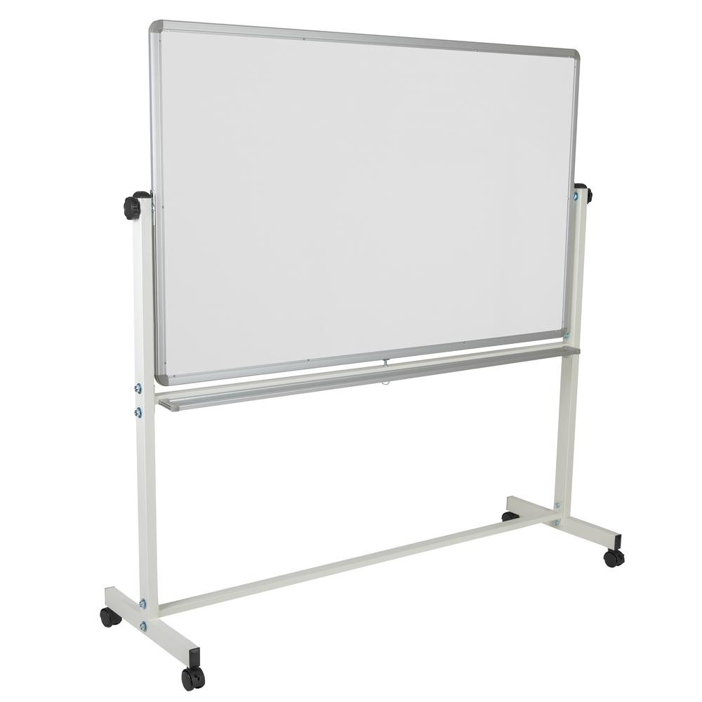 Reversible Mobile Cork Bulletin Board and White Board with Pen Tray, 64.25"W x 64.75"H. Picture 8