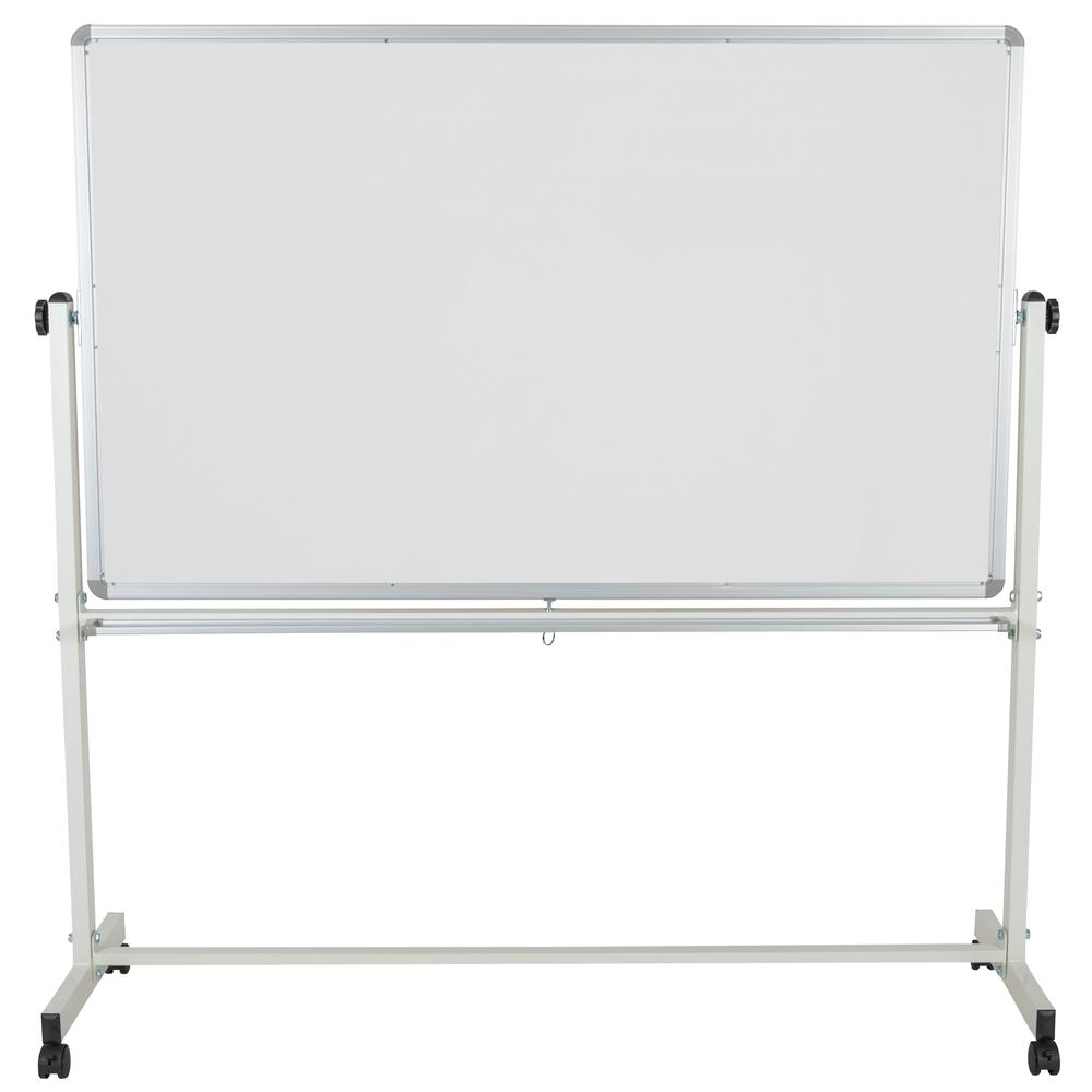 Reversible Mobile Cork Bulletin Board and White Board with Pen Tray, 64.25"W x 64.75"H. Picture 9