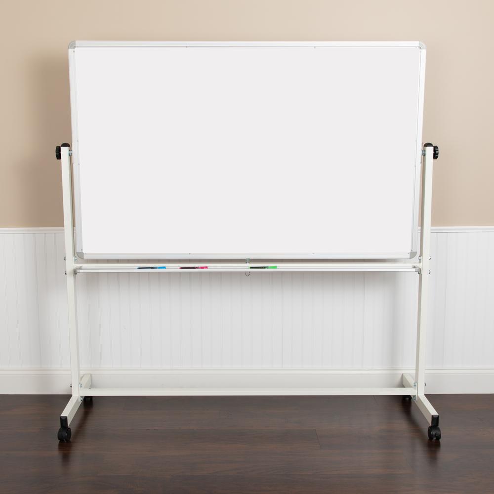 Double-Sided Mobile White Board with Pen Tray, 64.25"W x 64.75"H. Picture 11