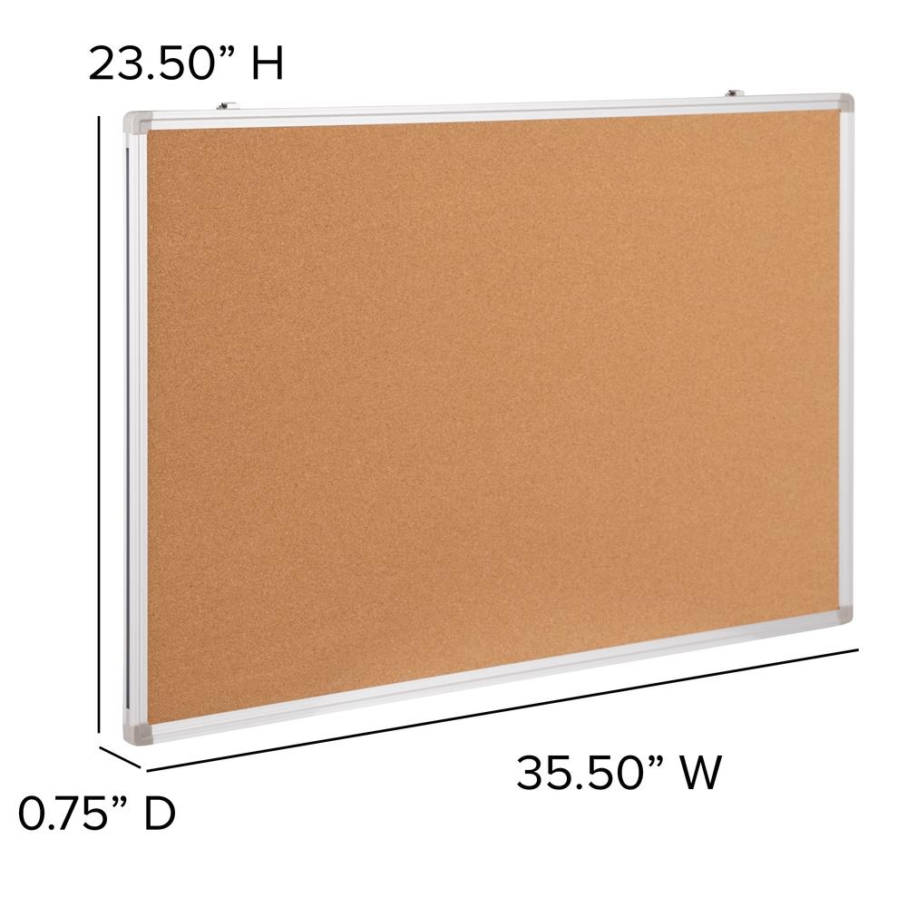Natural Cork Board with Aluminum Frame, 35.5"W x 23.5"H. Picture 2