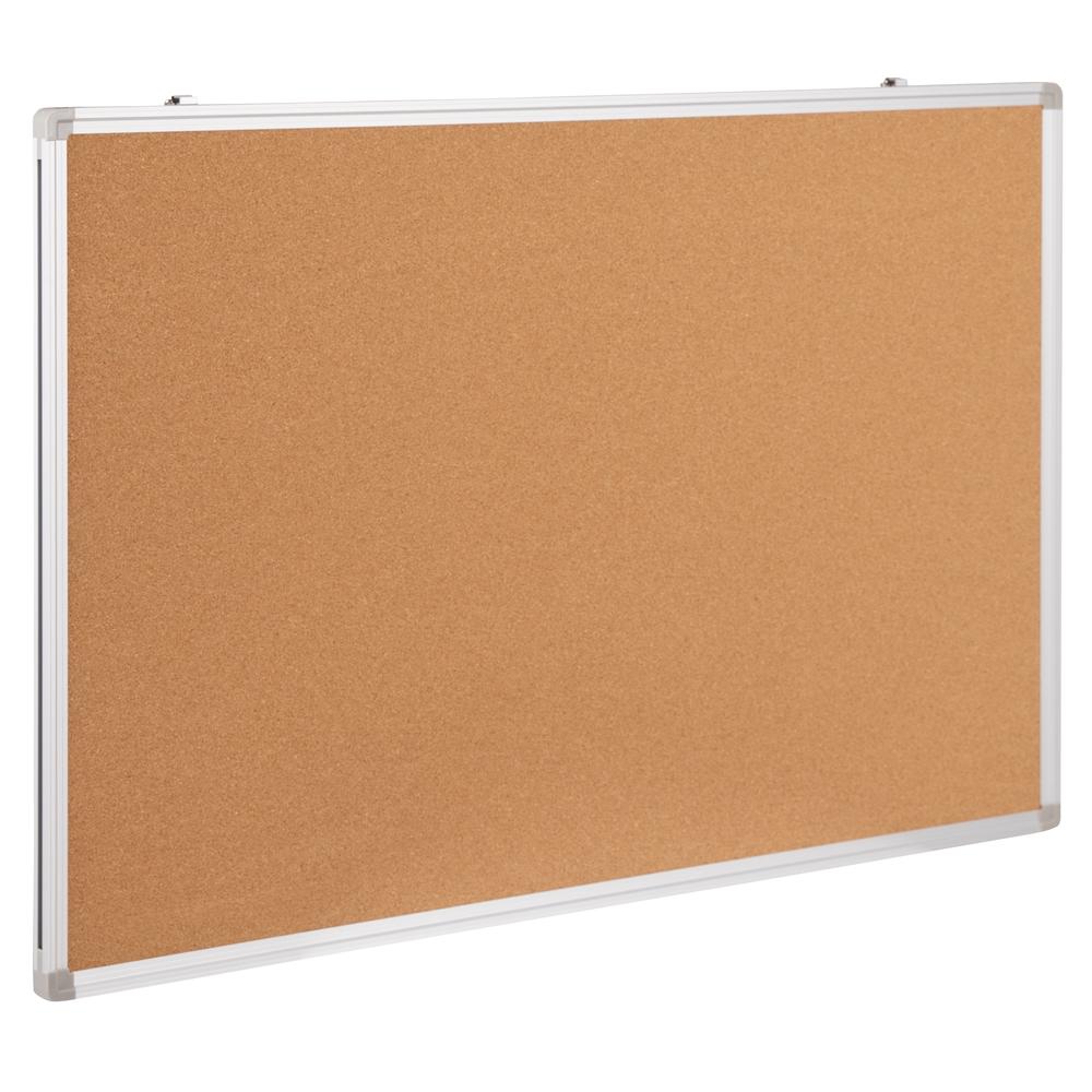Natural Cork Board with Aluminum Frame, 35.5"W x 23.5"H. Picture 3