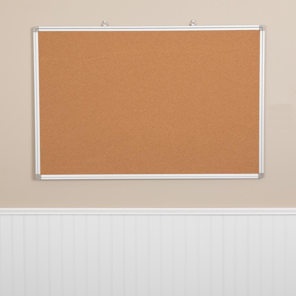 Natural Cork Board with Aluminum Frame, 35.5"W x 23.5"H. Picture 8
