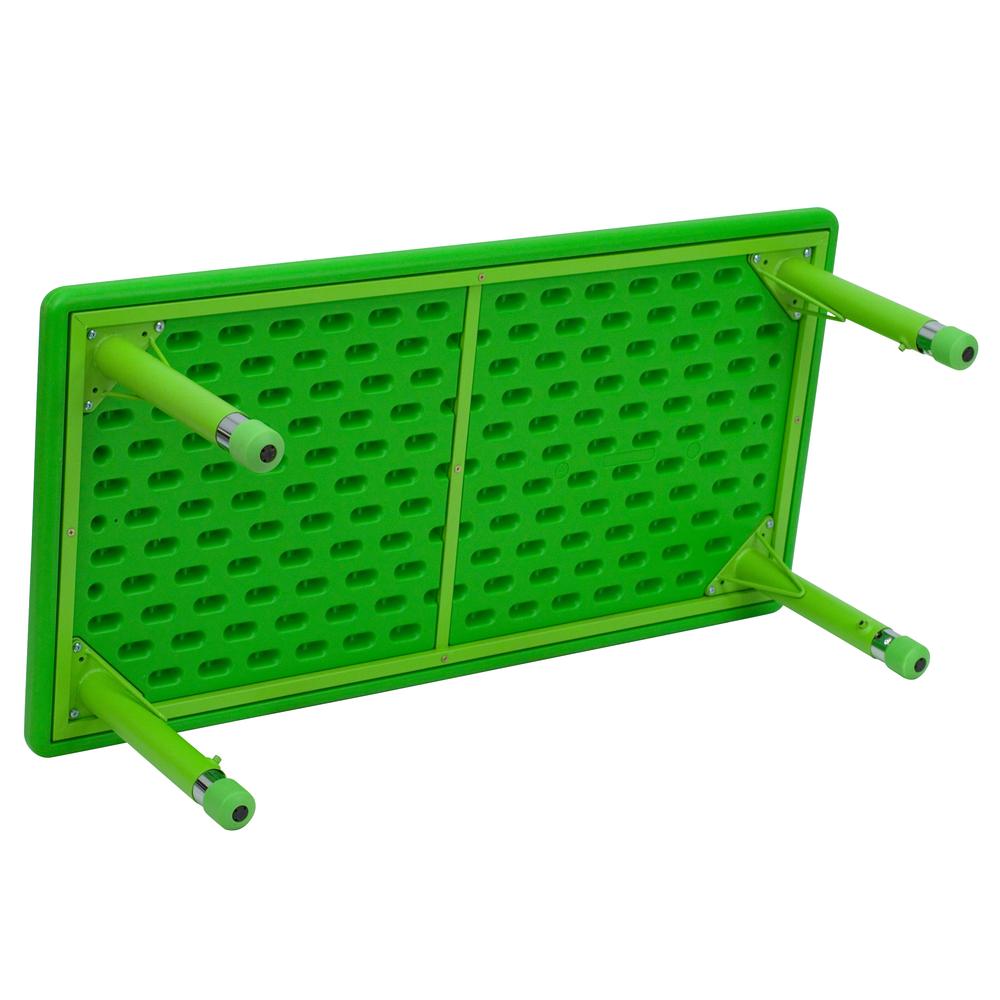 24''W x 48''L Rectangular Green Plastic Height Adjustable Activity Table. Picture 2