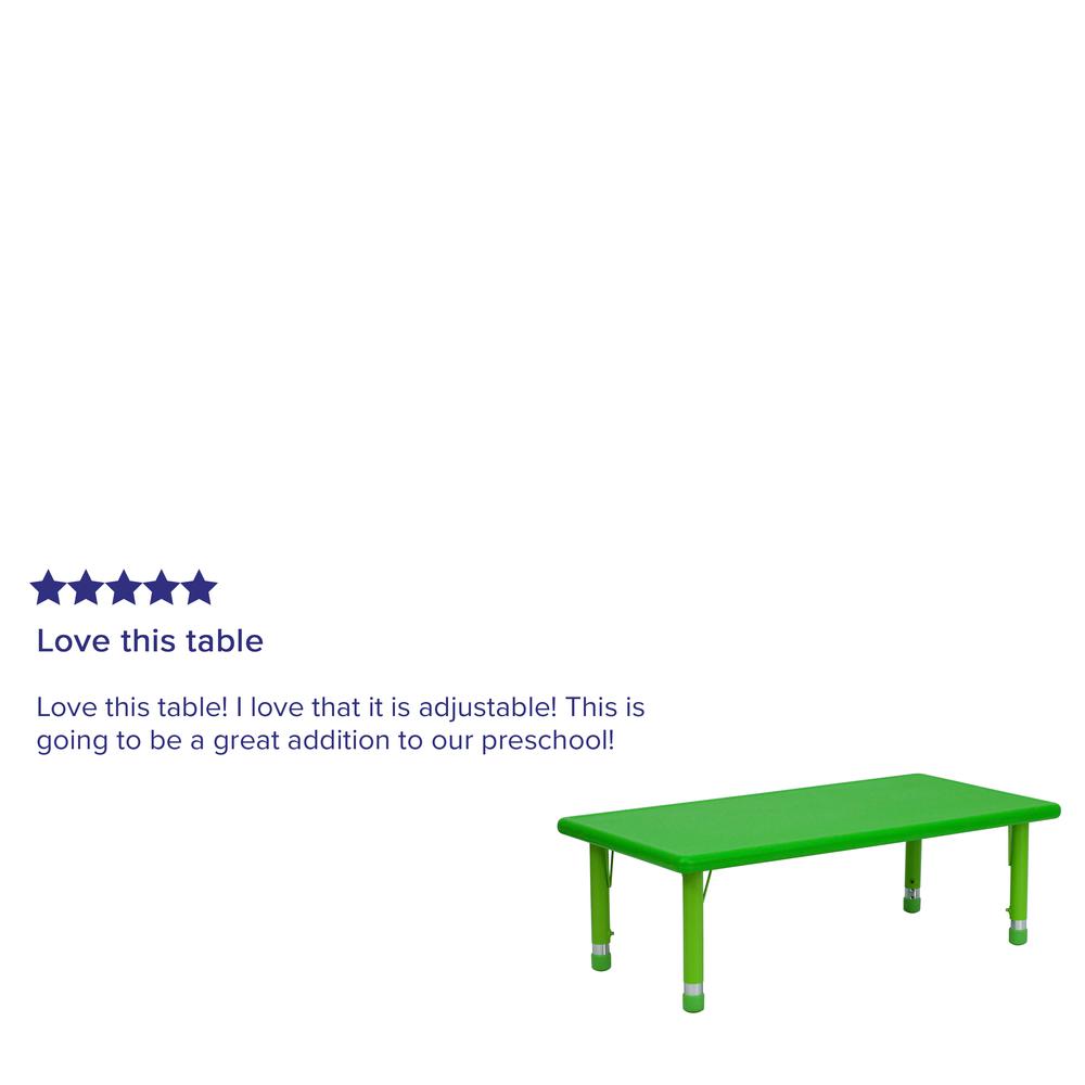 24''W x 48''L Rectangular Green Plastic Height Adjustable Activity Table. Picture 5