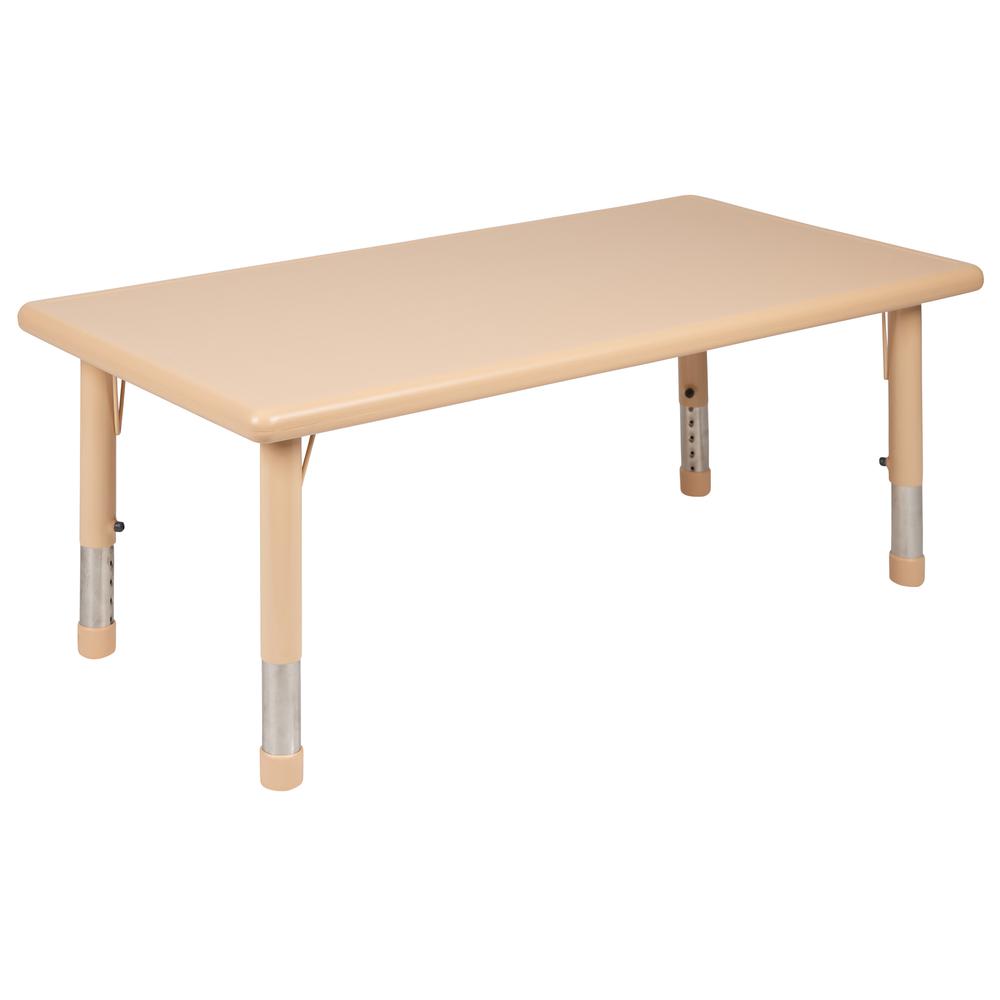 24"W x 48"L Rectangular Natural Plastic Height Adjustable Activity Table. The main picture.