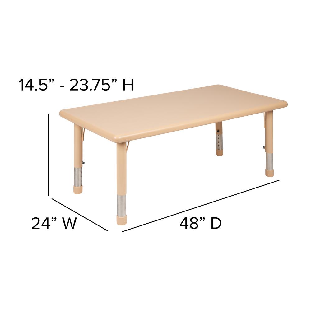 24"W x 48"L Rectangular Natural Plastic Height Adjustable Activity Table. Picture 2