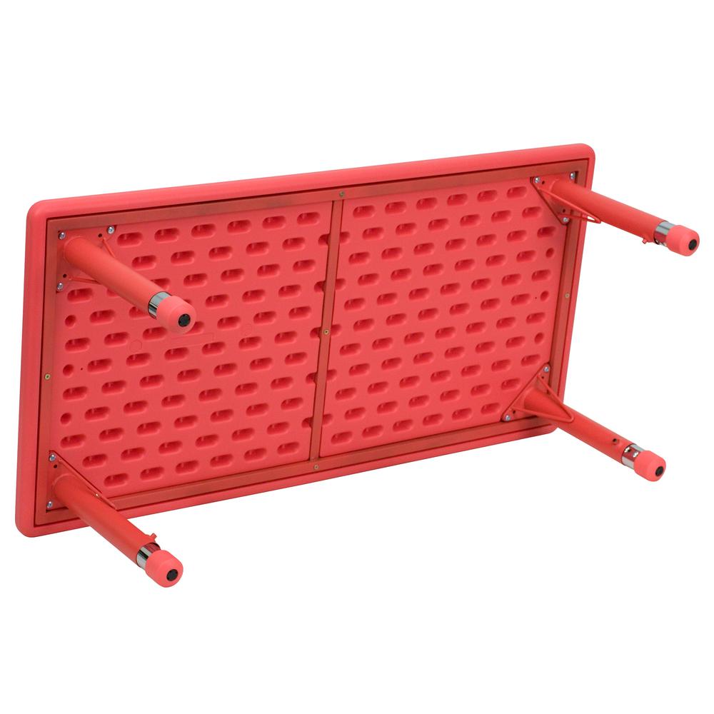 24''W x 48''L Rectangular Red Plastic Height Adjustable Activity Table. Picture 2