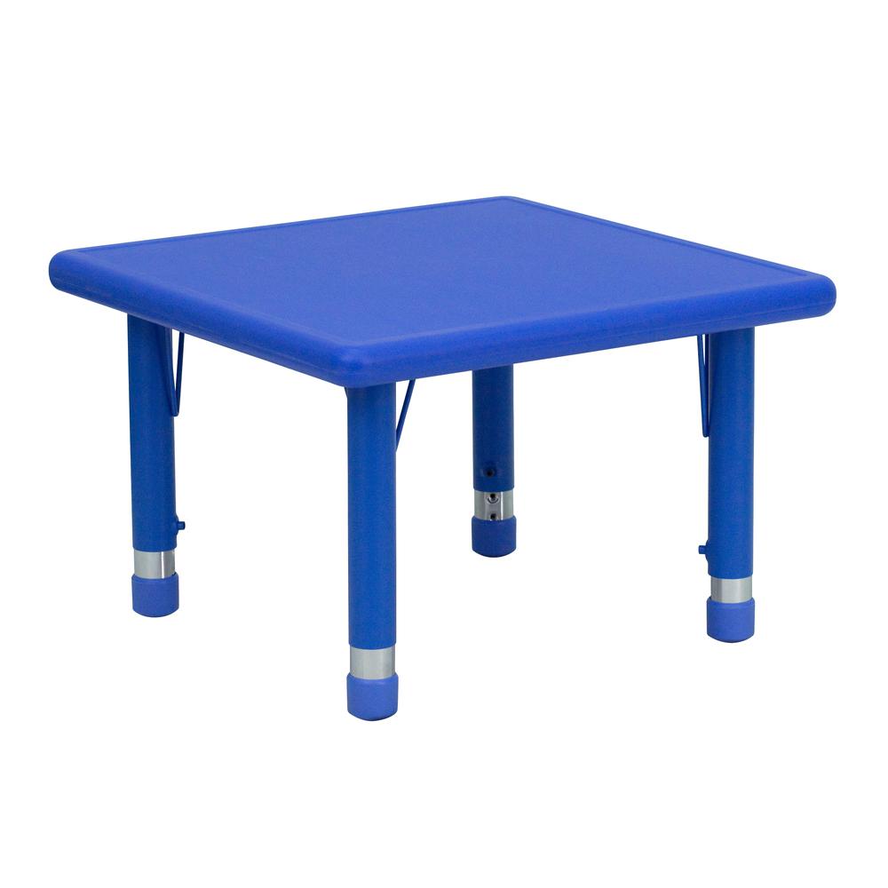 24'' Square Blue Plastic Height Adjustable Activity Table. Picture 1