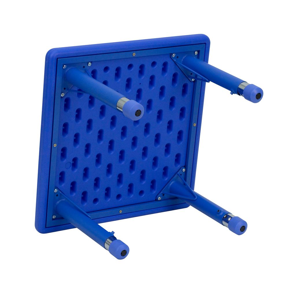 24'' Square Blue Plastic Height Adjustable Activity Table. Picture 2