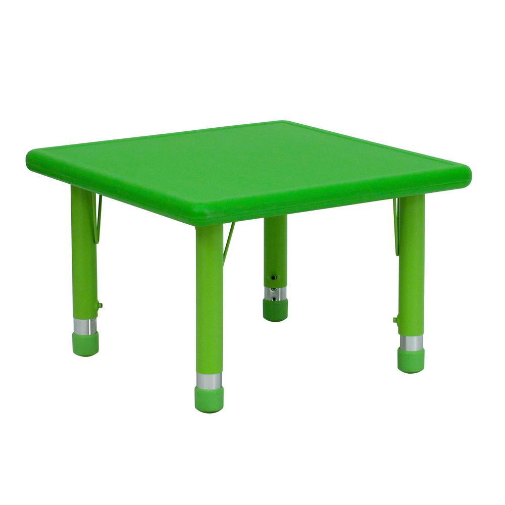 24'' Square Green Plastic Height Adjustable Activity Table. Picture 1